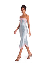 Deodat Lace Satin Strapless Midi Dress