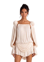 Earlene Pleated Ruffled Mini Dress