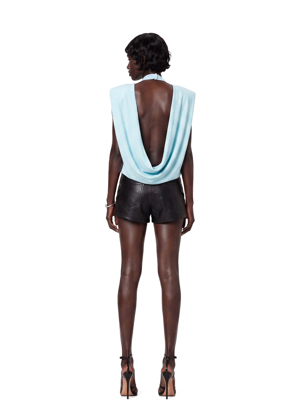 Mihewi Pleated Turtleneck Sleeveless Shirt