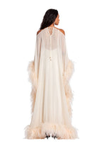 Paget Halter Neck Ostrich Feather Maxi Dress