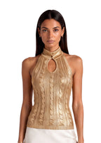 Gauge Knitted Stand Up Collar Top