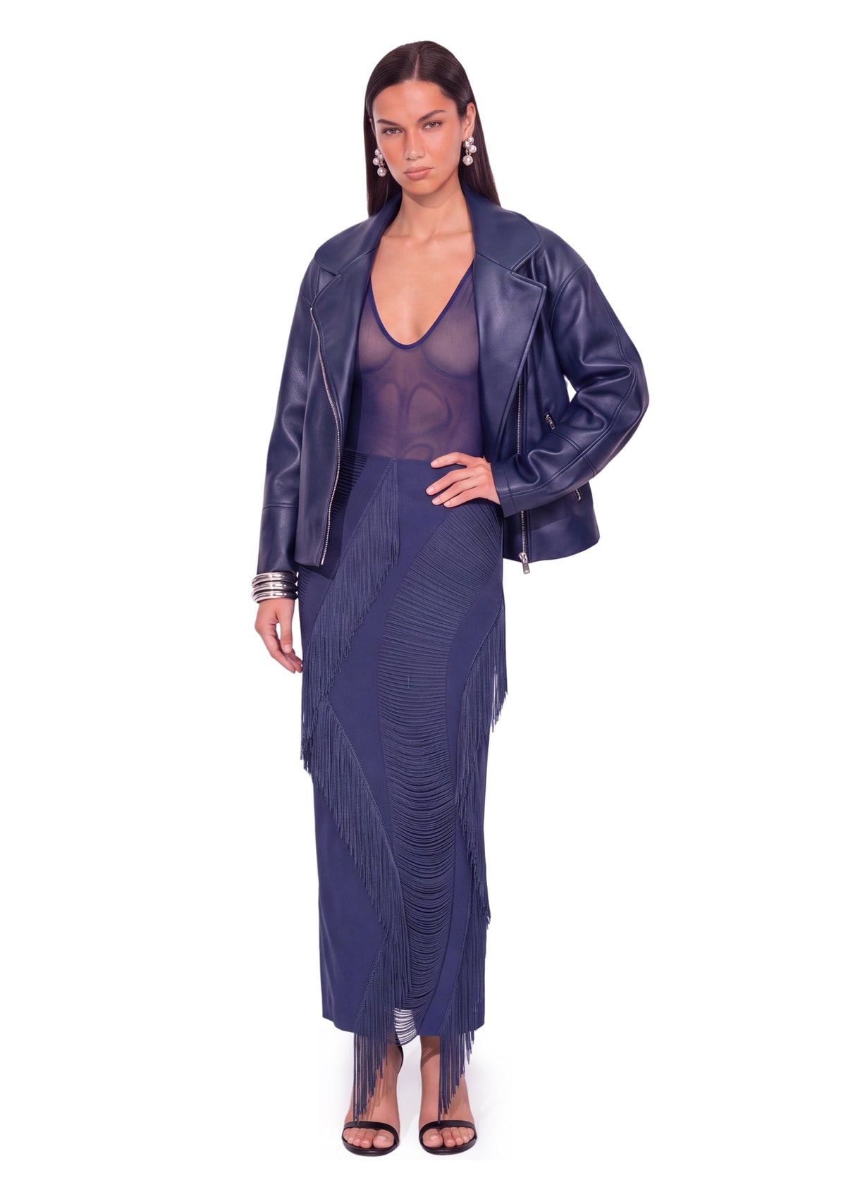 Cachet Satin Tassel Midi Skirt