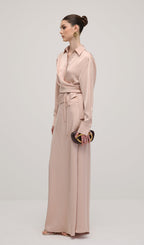 Solid Satin Shirt Maxi Dress Sets