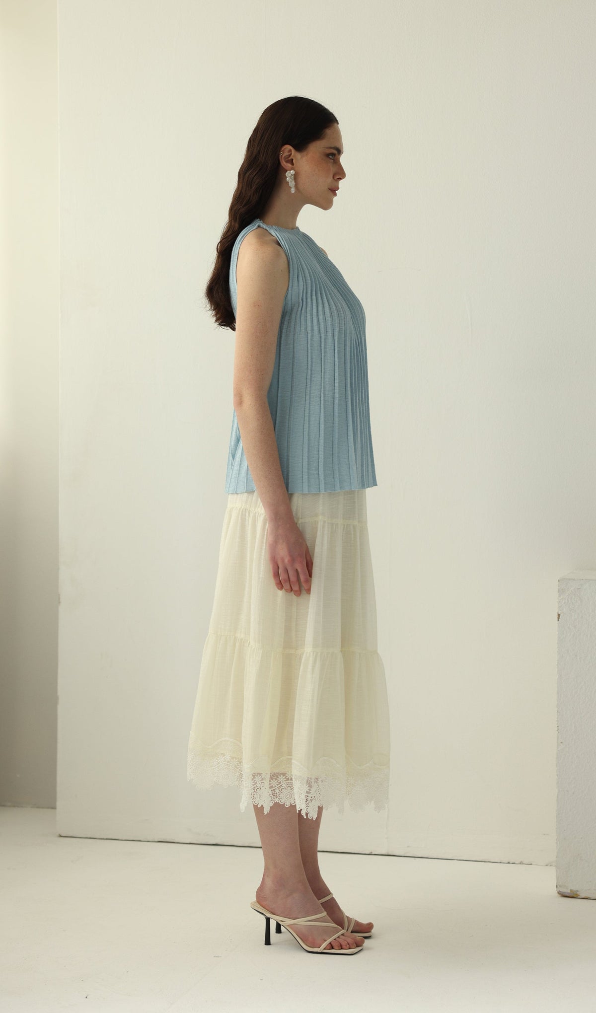 Pleated Halter Neck Sleeveless Top