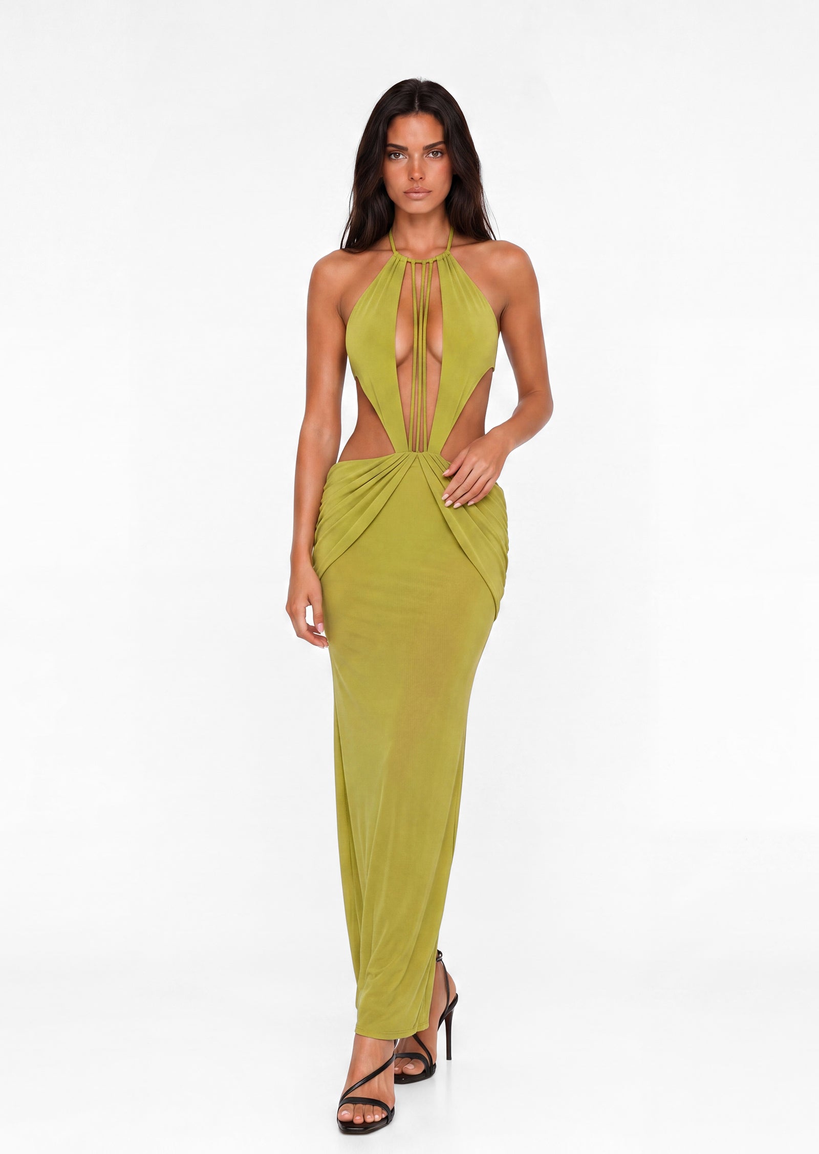 Caerwyn Draped Backless Maxi Dress