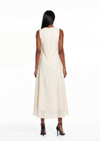 Naflah Sleeveless Midi Dress In White
