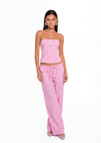 Sabrina Stripe Strapless Corset & Maxi Pants Set