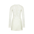 Abay Long Ssleeved Lace Satin Mini Dress