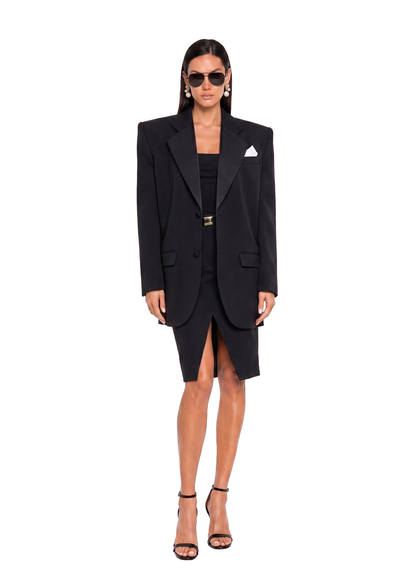 Yaeger Peak Lapel Suit Jacket In Black