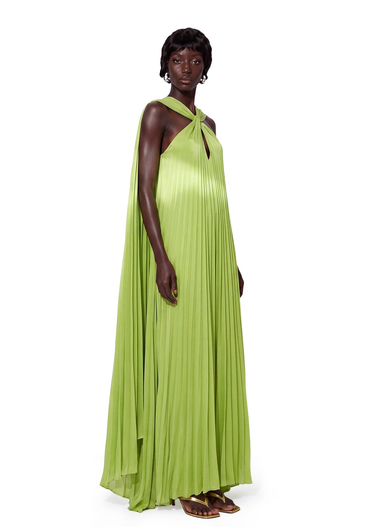 Qacha Halter Neck Maxi Dress In Green
