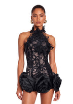 Gafnit  Lace Mini Dress In Black