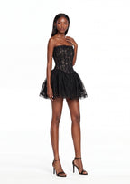 Vahn Strapless Lace Mini Dress In Black