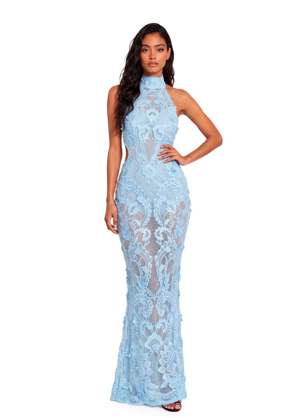 Jada Lace Halter Neck Maxi Dress