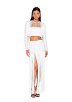 Fringe Overlay Maxi Skirt In White
