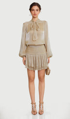 Bow Blouse & Shirred Skirt Set