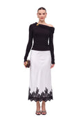 Lace Satin Midi Skirt