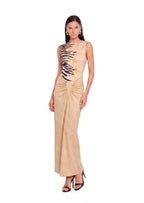 Aba Open Back Printed Maxi Dress In  Yellow
