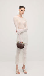 Knit Cover Up Backless Mini Dress In White