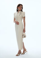 Elysia Embroidery Midi Dress