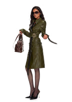 Ubaydullah PU Leather Trench Coat