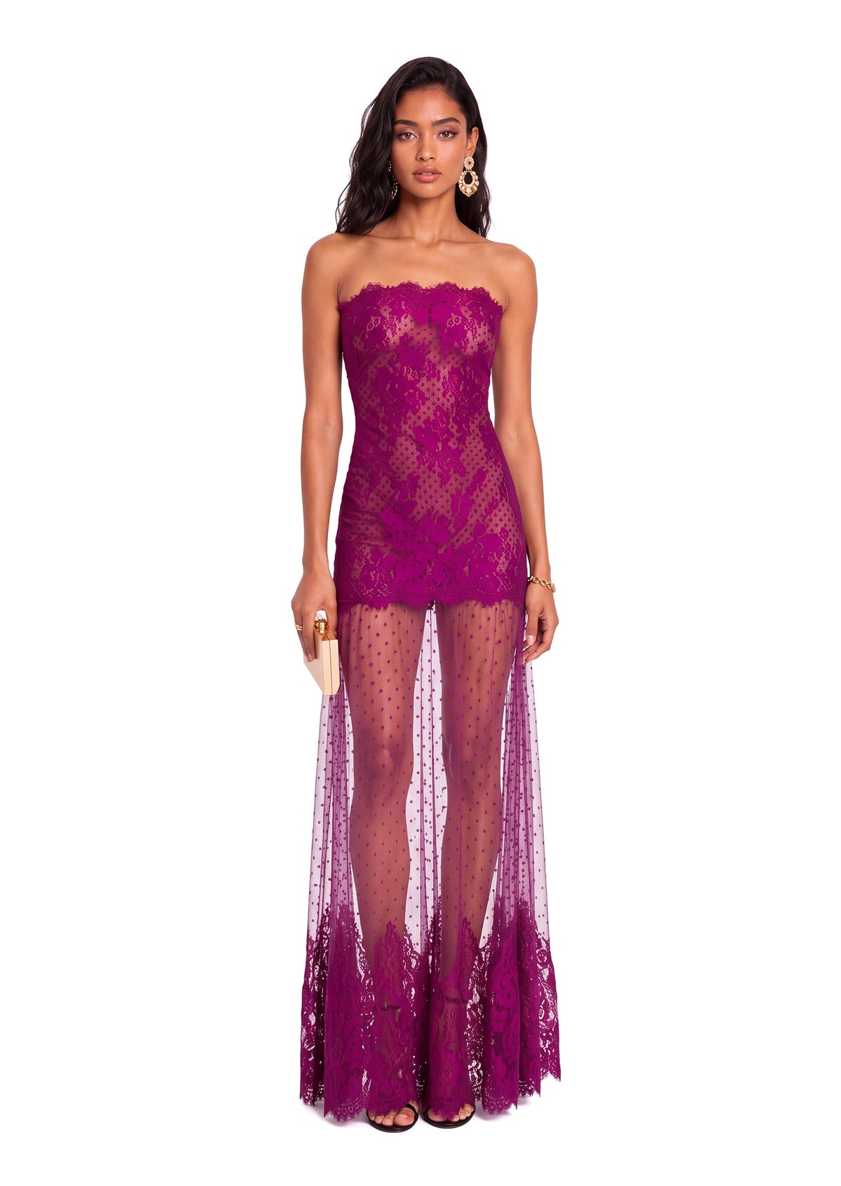 Habiba Strapless Lace Maxi Dress
