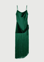 Tassel Satin Patchwork Maxi Dress