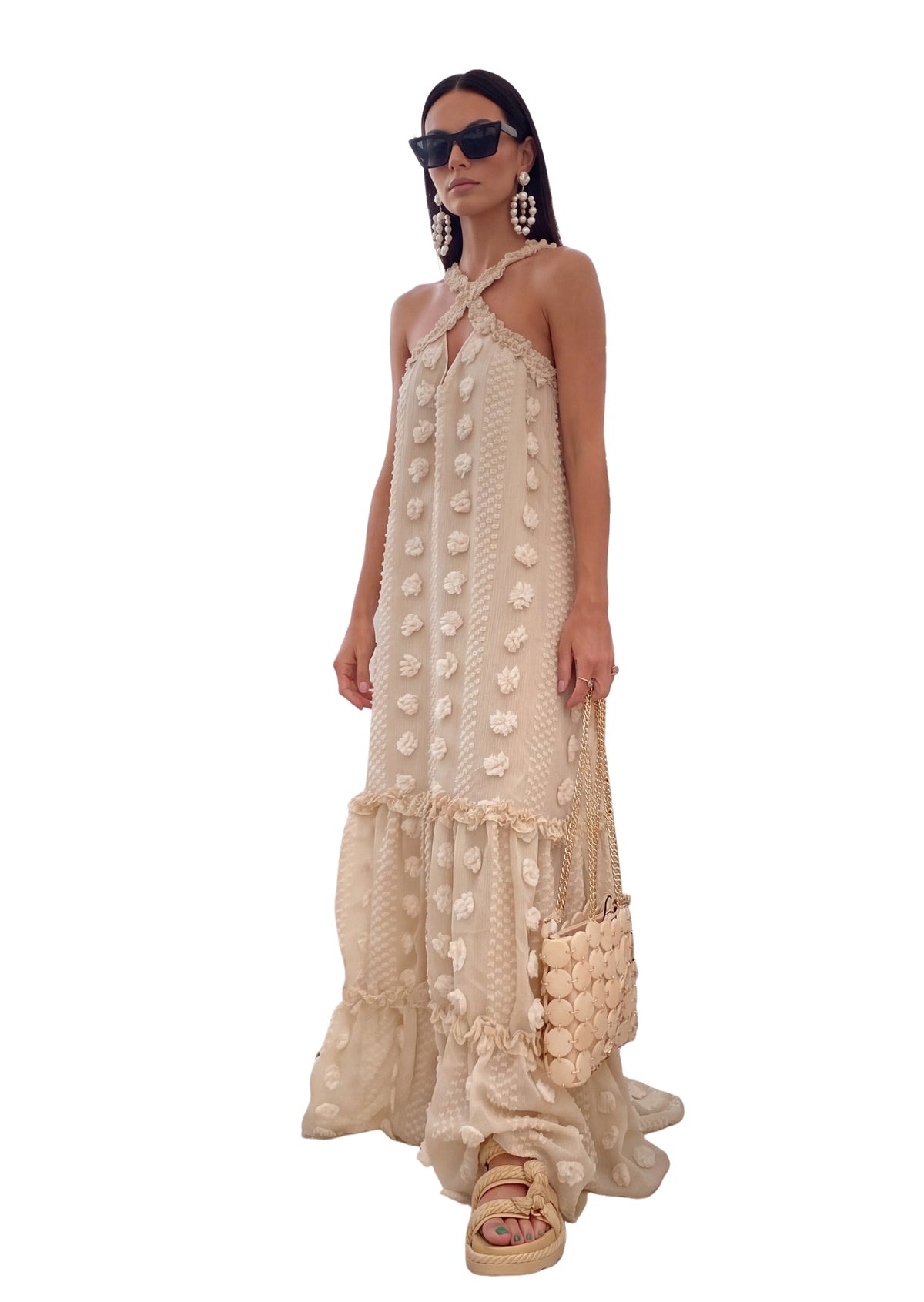 Tadashi Halter Neck Maxi Dress