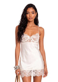 Quanda Sheer Lace Mini Dress In White