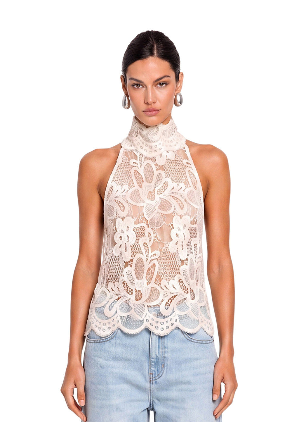 Ichtaca Lace Sleeveless Halter Top