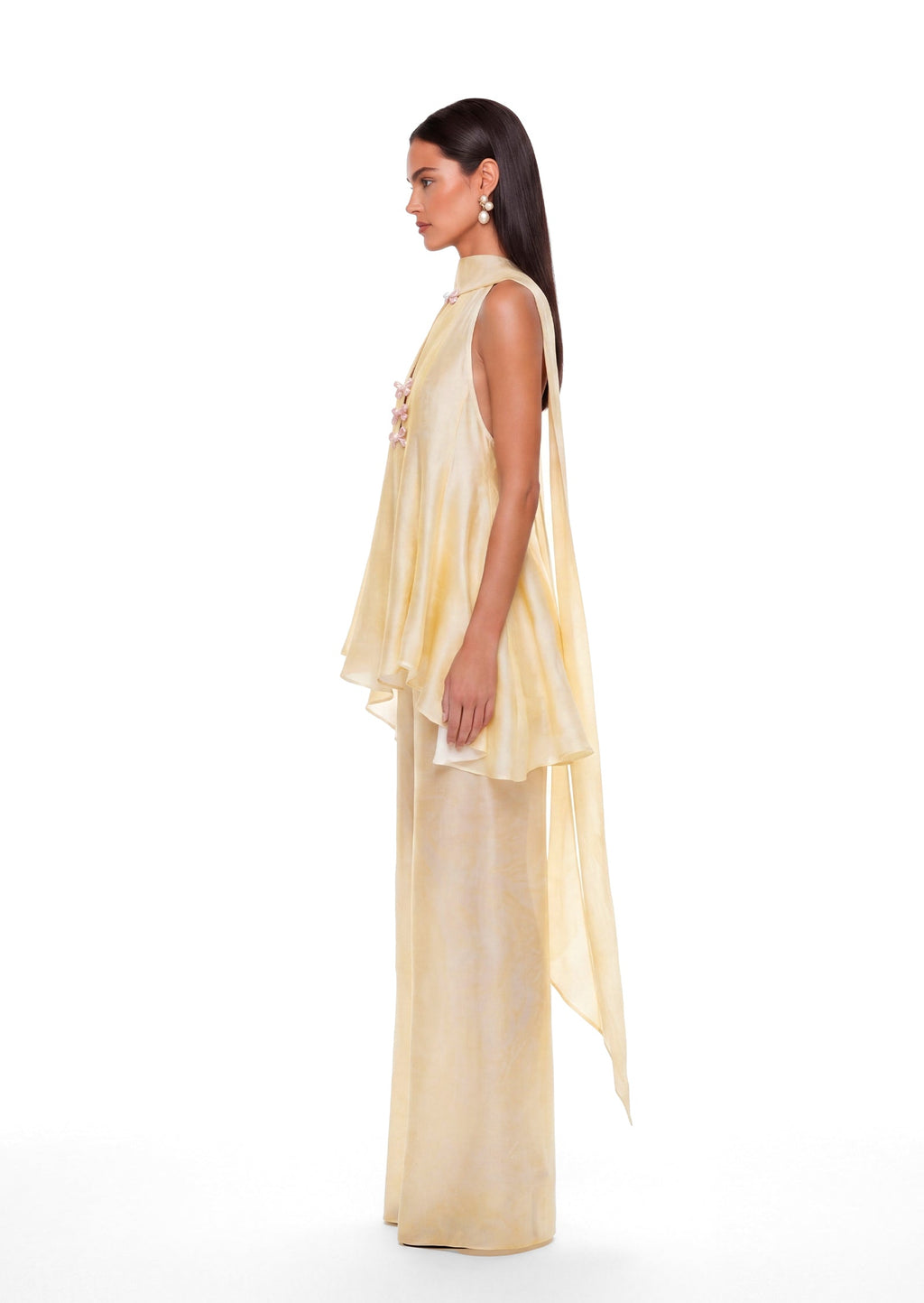 Abilyx Halter Top & Maxi Pants Set In Yellow