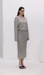 Long Sleeve Midi Skirt Two Piece Sets