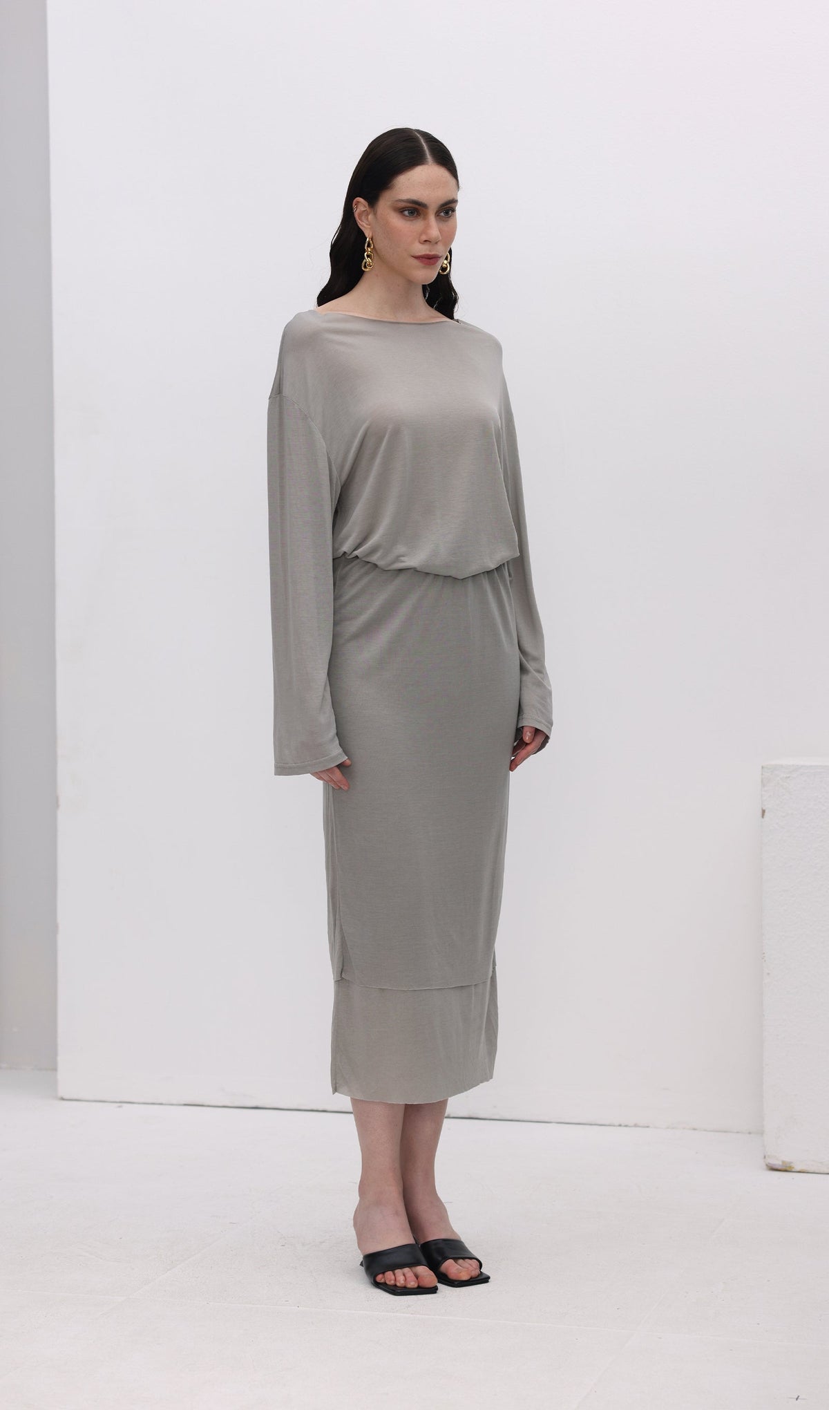 Long Sleeve Midi Skirt Two Piece Sets