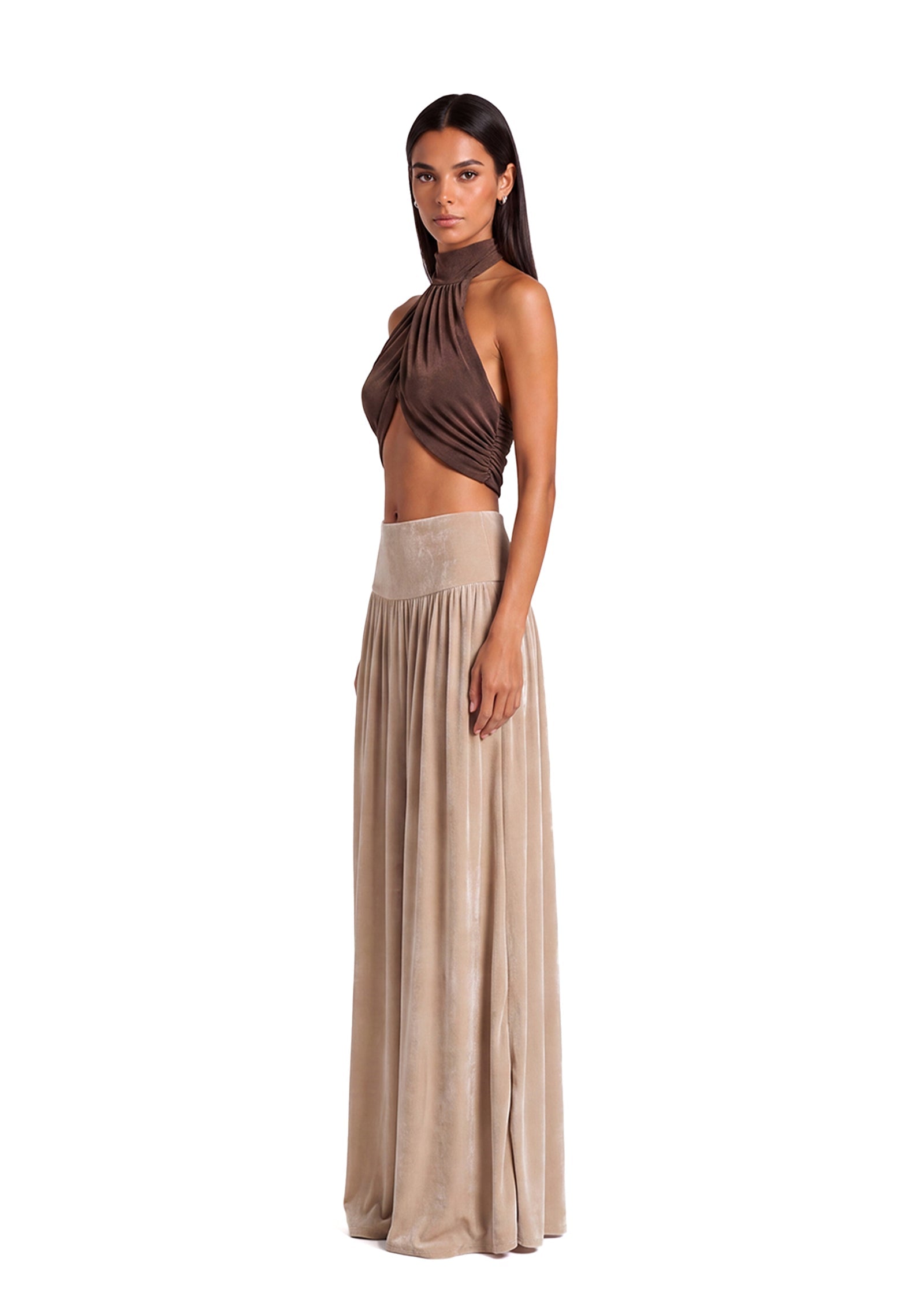 Dewei Halter Neck Open Back Top & Maxi Skirt Set