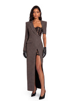 Zaltana Lace-Trimmed Slit Midi Dress