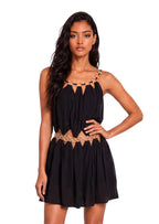 Wally Sleeveless Metal Ring Mini Dress In Black