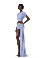 Howea Round Neck Shawl Top & Pleated Skirt Set