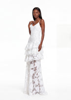 Ofira Sleeveless Layer Ruffle Maxi Dress In White