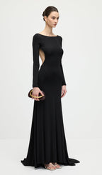 Jersey Open Back Maxi Dress In Black