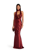 Kaiko Halter Neck Satin Lace Maxi Dress