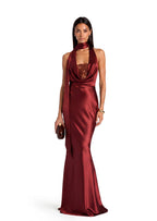 Kaiko Halter Neck Satin Lace Maxi Dress