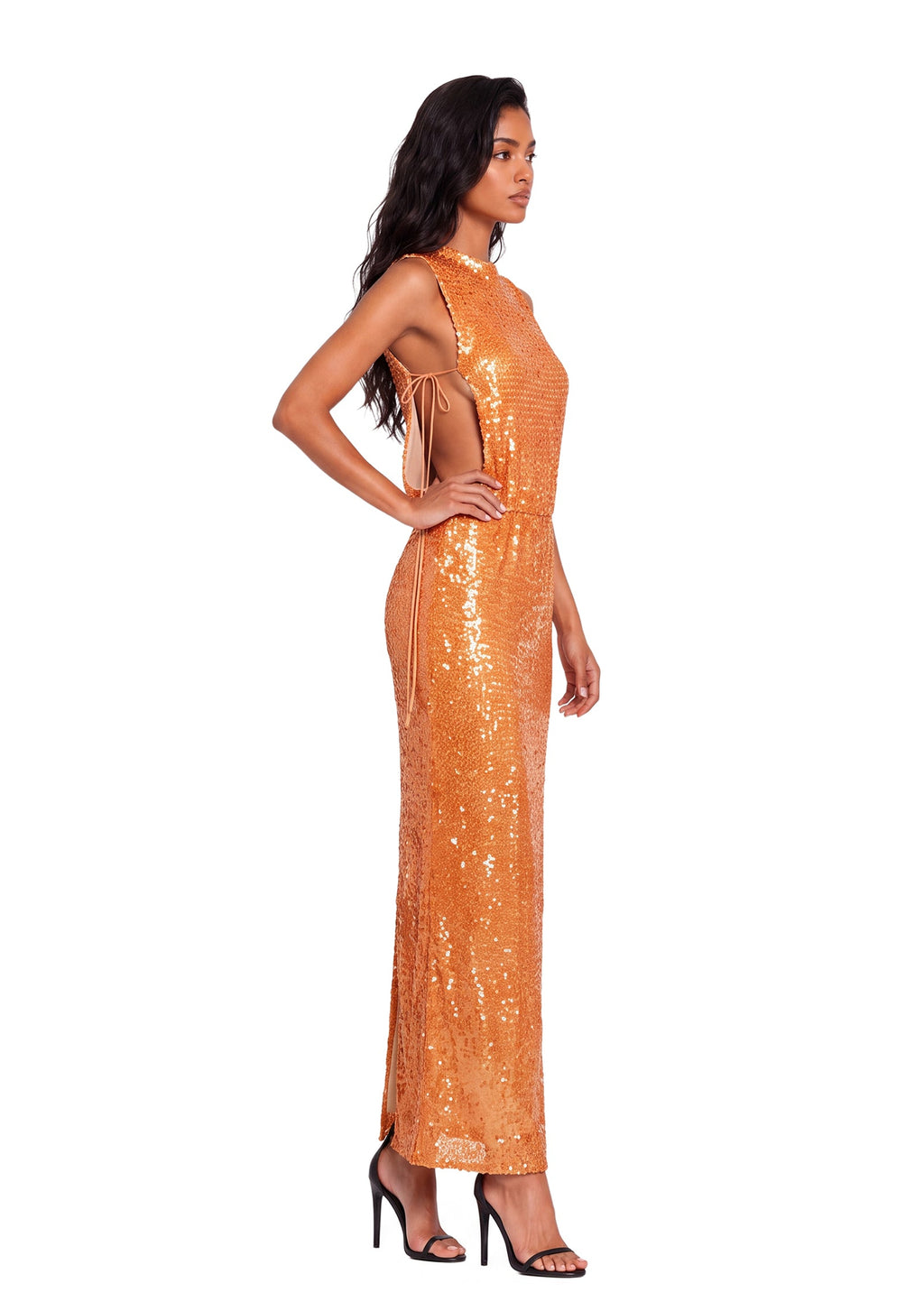 Nachla Sequin Maxi Dress In Orange