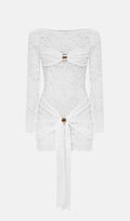 Lace Draped Neckline Mini Dress