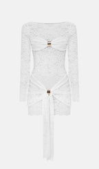 Lace Draped Neckline Mini Dress