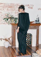 Saathvik Satin Right Angle Shoulder Maxi Dress