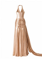Waldo Halter Neck Maxi Dress In Champagne