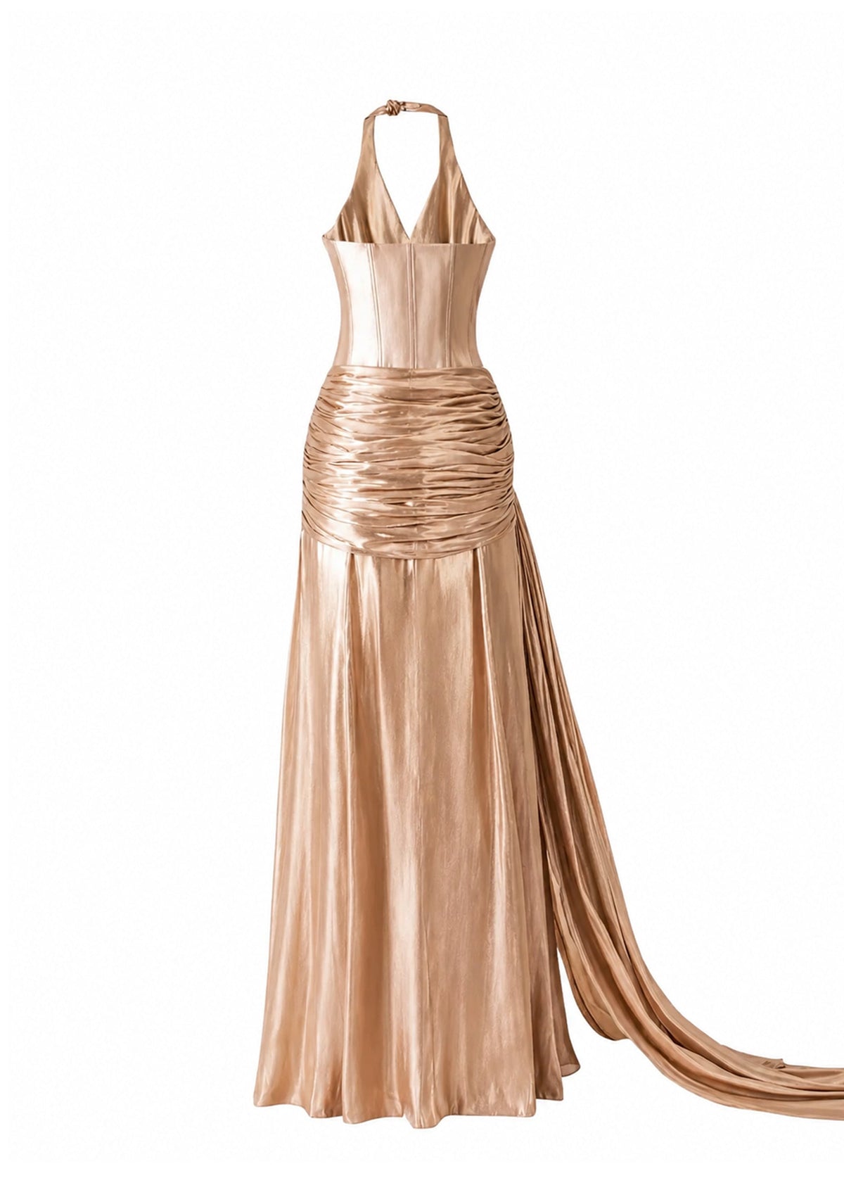 Waldo Halter Neck Maxi Dress In Champagne