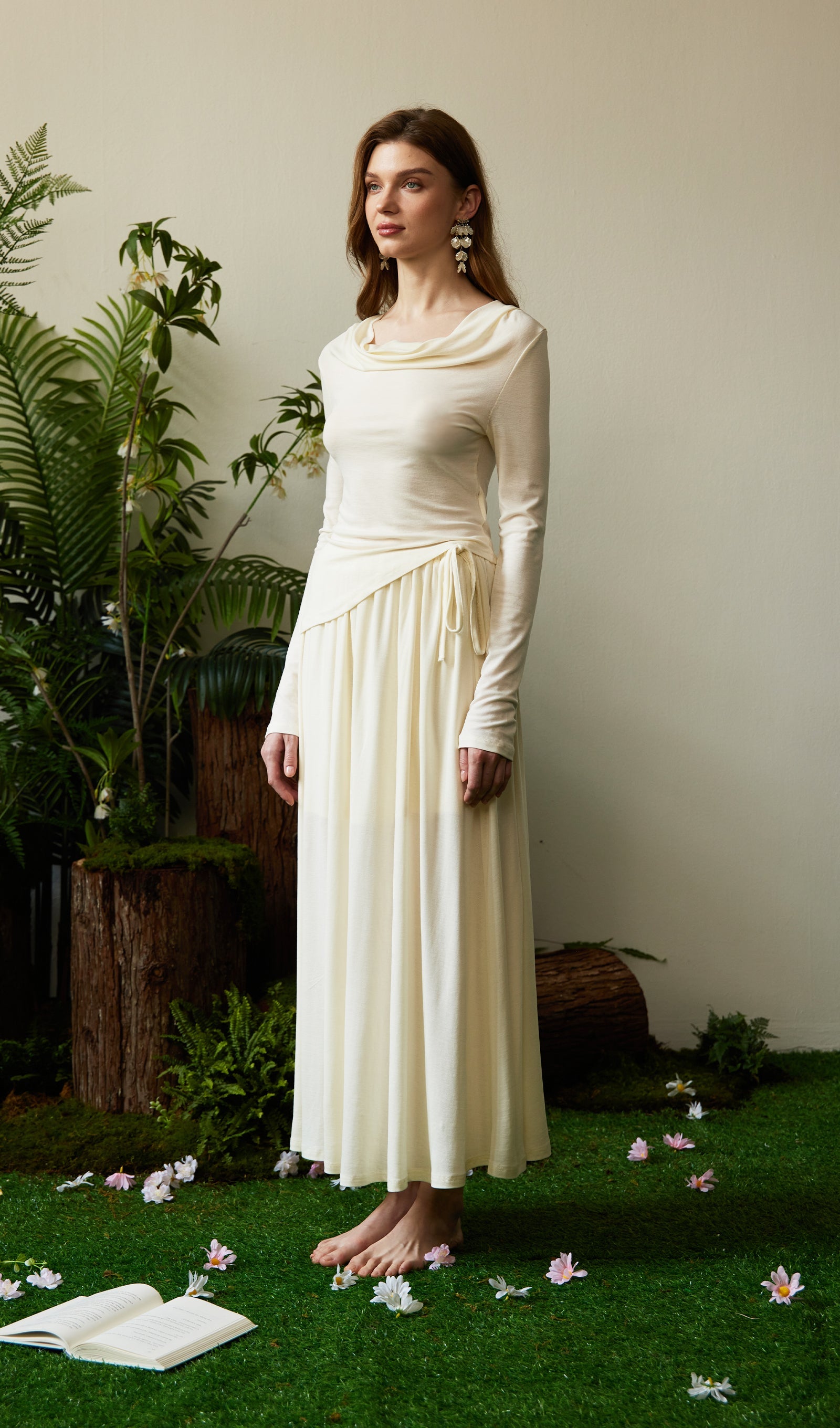 Solid Stretch Jersey Gathers Sets Skirt