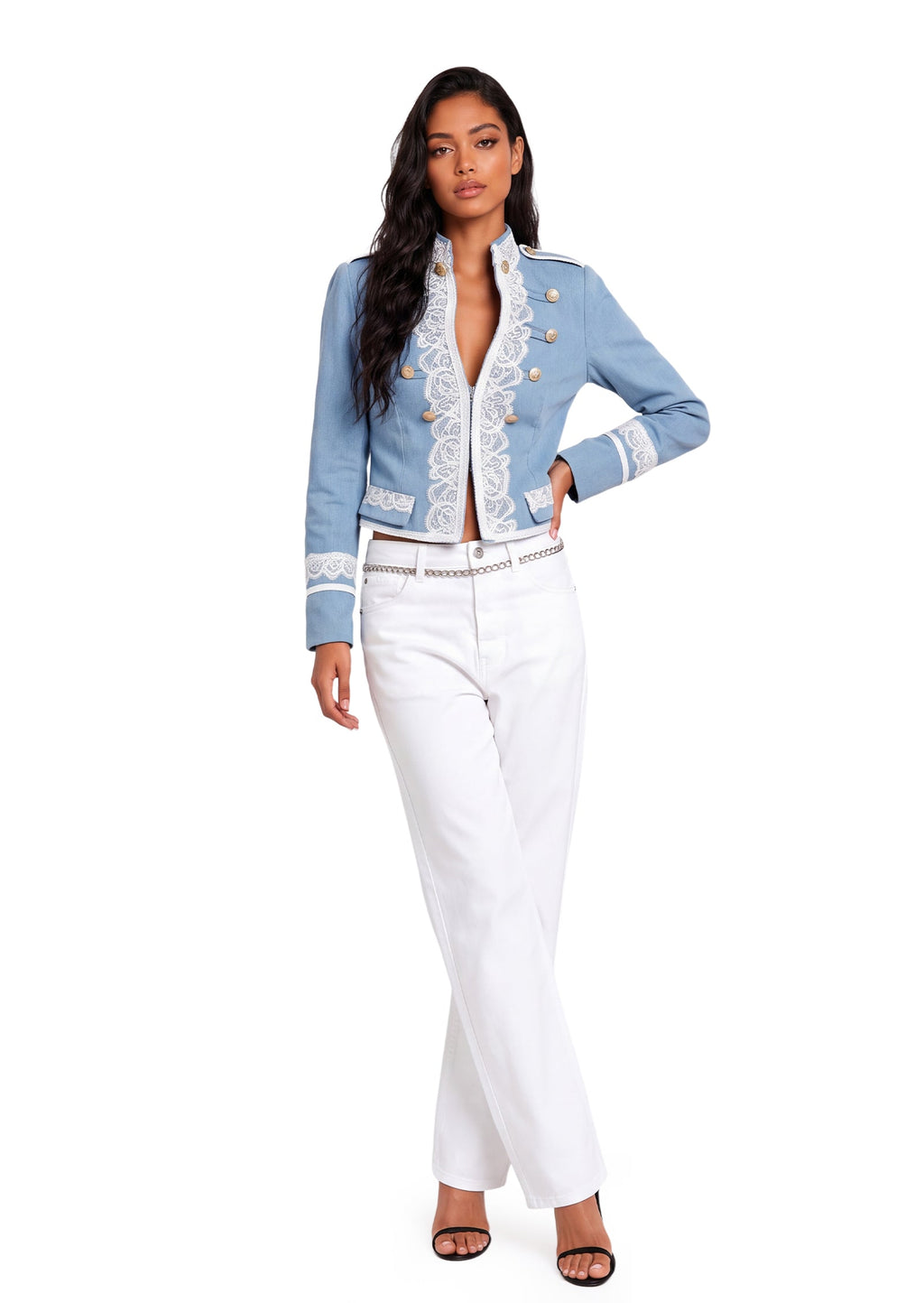 Jaelyn Long Sleeved Lace Cropped Jacket