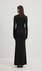 Deep V Neck Maxi Dress Black