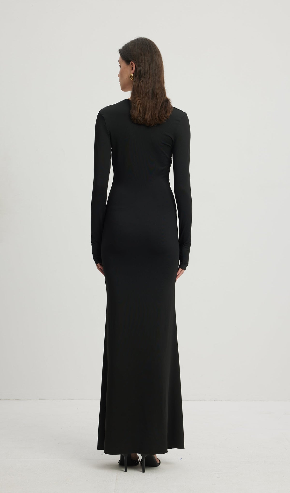 Deep V Neck Maxi Dress Black